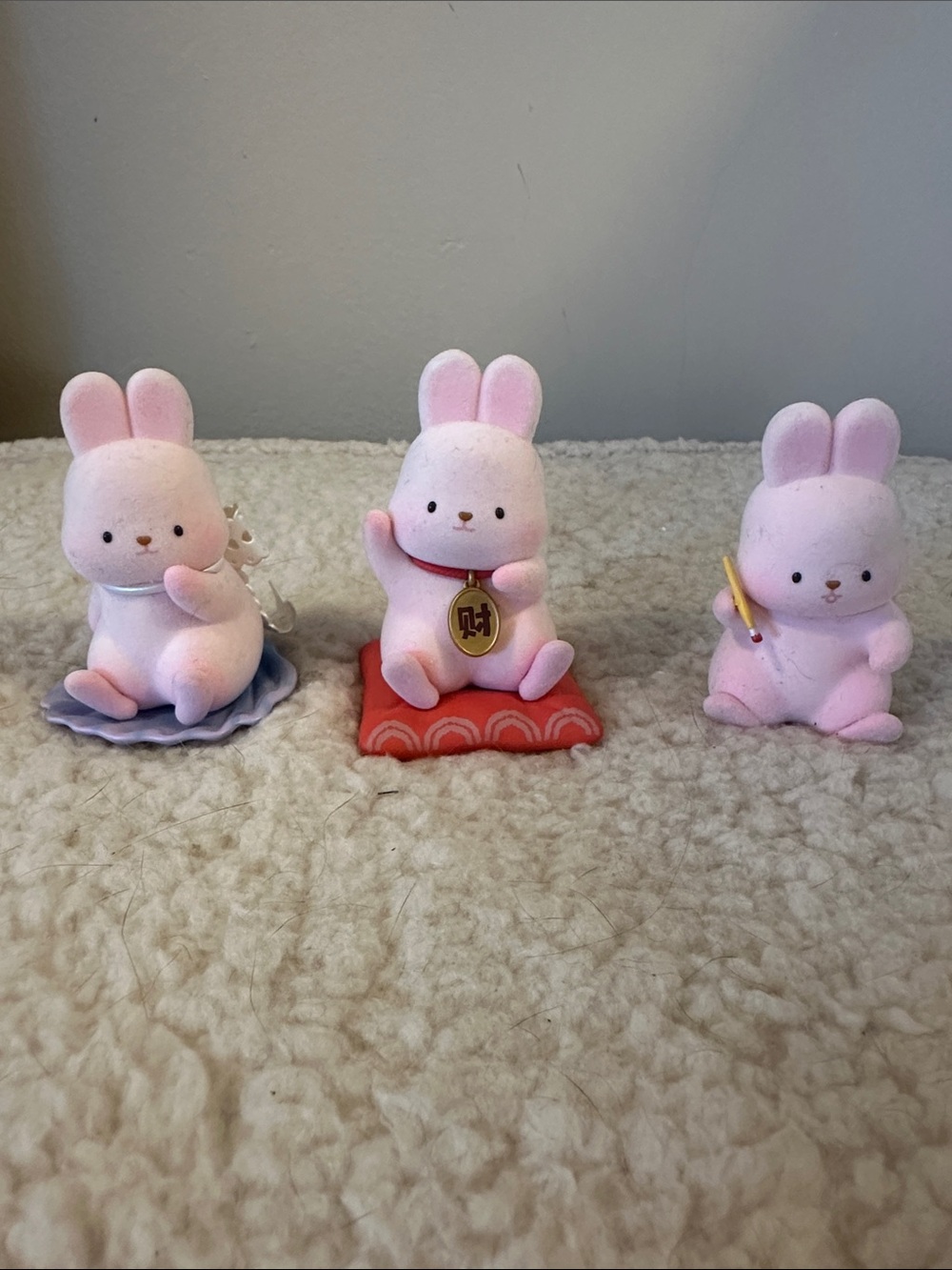 Funism Momo Pink Bunny Figurine Set - Decorative Collectible pre-owned